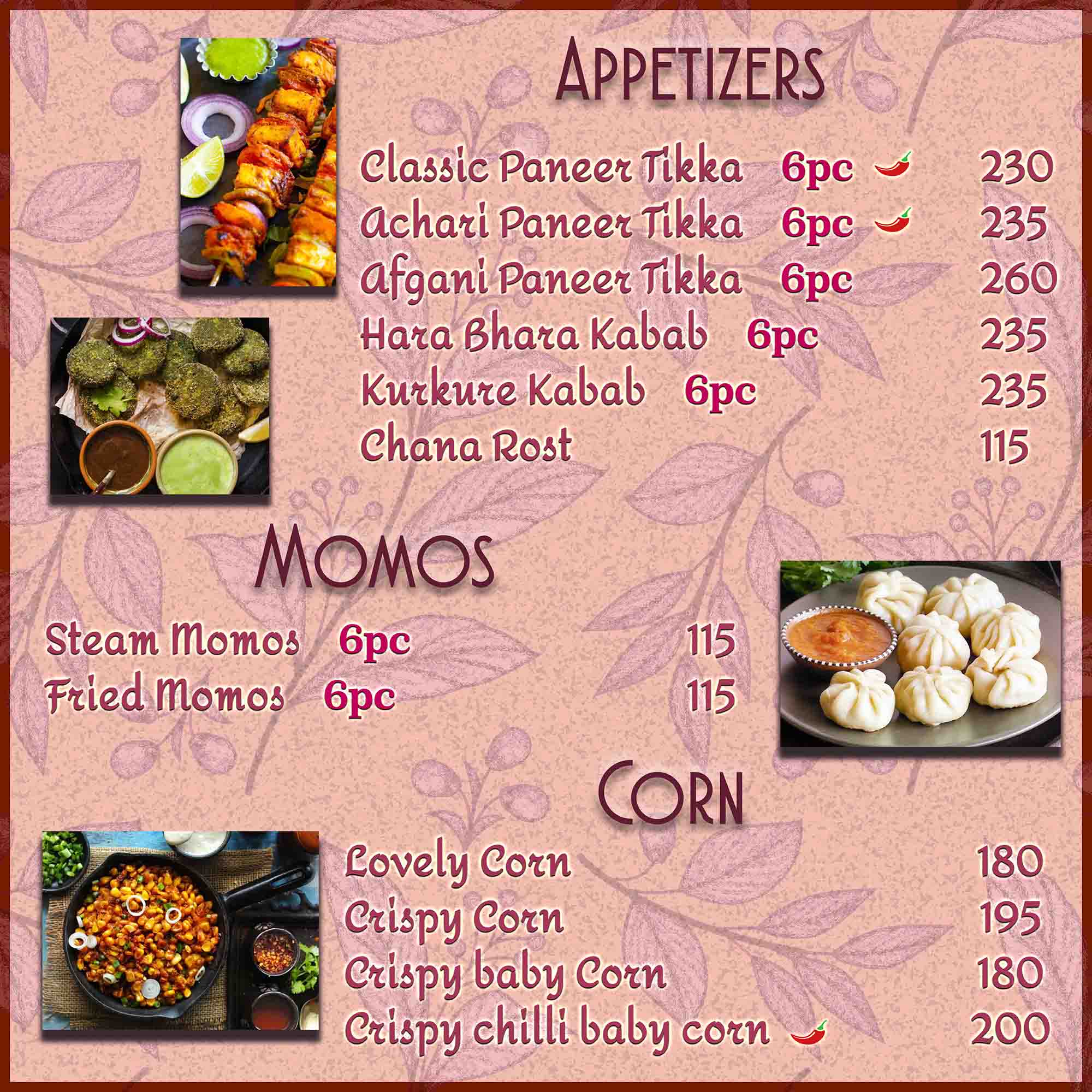 Hotel CM Park Menu