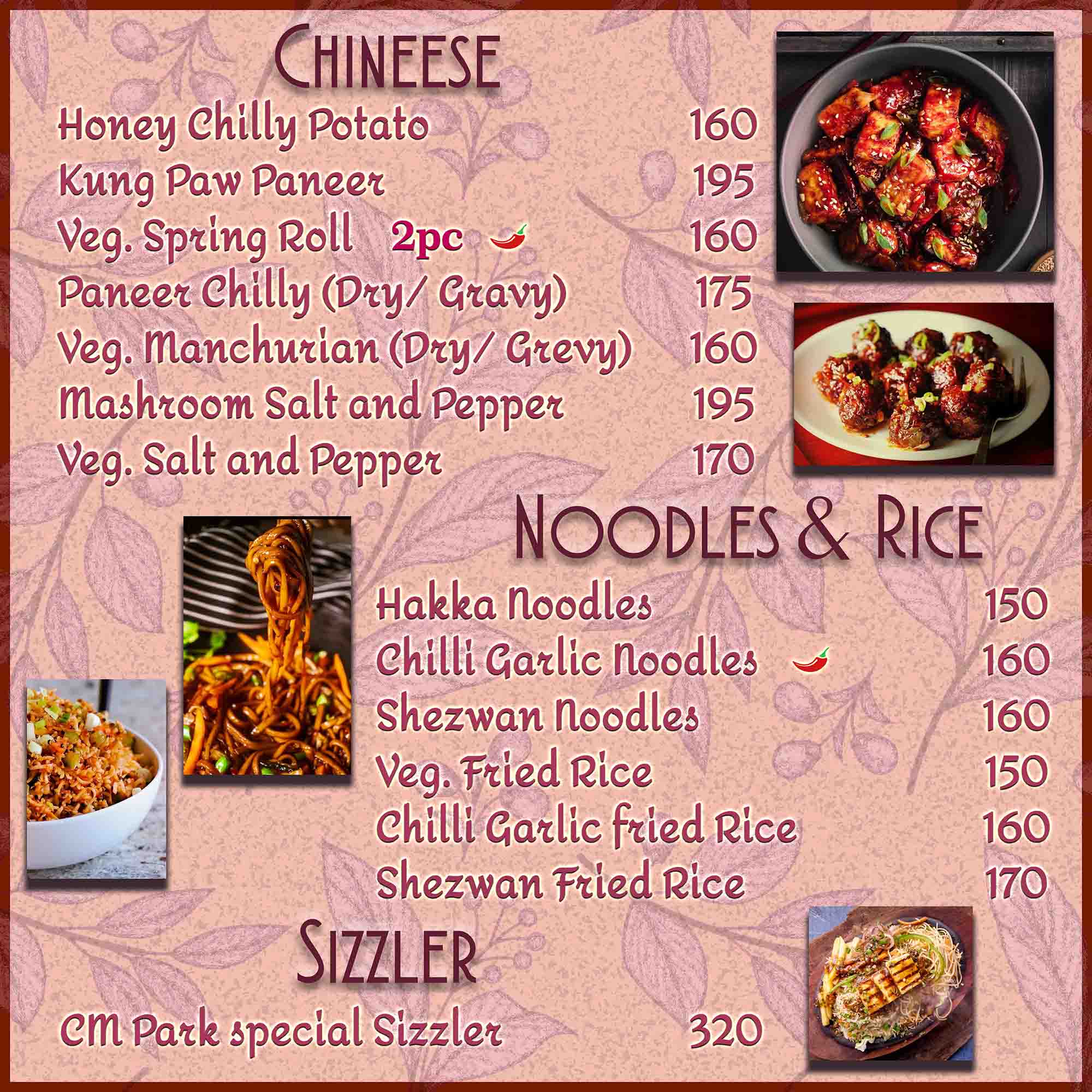 Hotel CM Park Menu